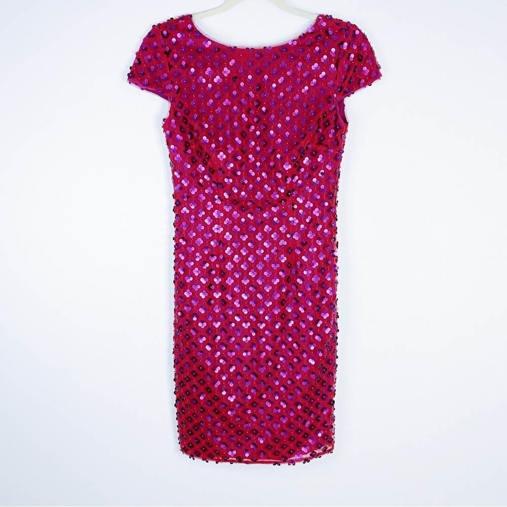 NEW Dress the Population - Magenta Floral Sequins Dress